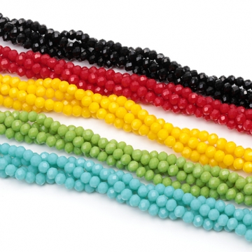 ガラスビーズ 多面カット キラキラ シンプル 全10色 約4mm（1連(約100ヶ)）