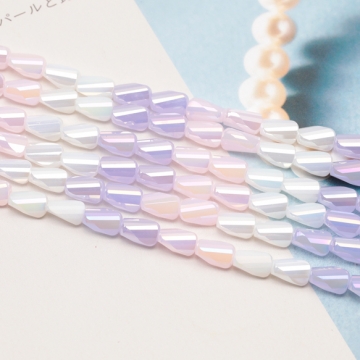 ガラスビーズ 多面カット キラキラ 全3色 約4×7mm（1連(約60ヶ)）