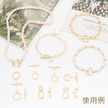 デザインマンテル ハート 留め具 ネックレス ブレスレット 約15×21mm＆約23mm (2セット)