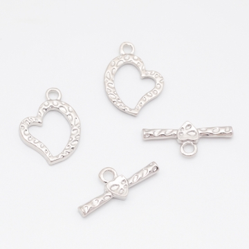 デザインマンテル ハート 花 留め具 ネックレス ブレスレット 約16×22mm＆約24mm (2セット)