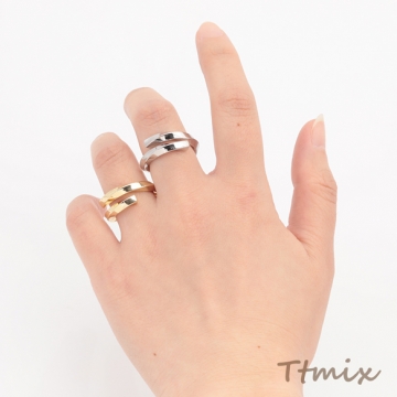 デザインリング ツイスト 指輪 メタル オープンリング 11号内径約16.4mm(幅約9mm)（1ヶ）