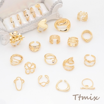 デザインリング ユニーク 個性的 指輪 メタル オープンリング 16号内径約18mm(幅約30mm)（1ヶ）