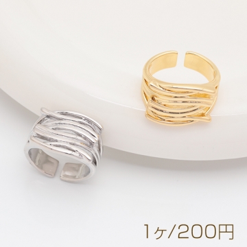 デザインリング 多層風 指輪 メタル オープンリング 13号内径約17mm(幅約14mm)（1ヶ）