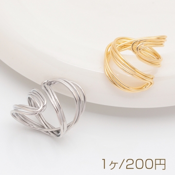 デザインリング 多層クロス 指輪 メタル オープンリング 13号内径約17mm(幅約25mm)（1ヶ）