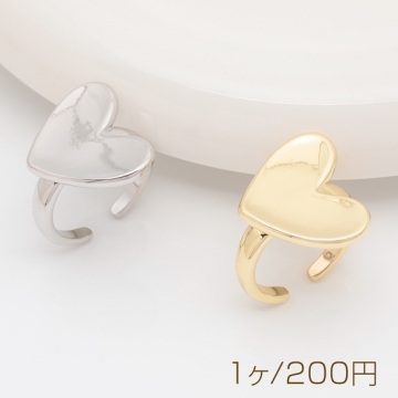 デザインリング 大きめハート 指輪 メタル オープンリング 15号内径約17.7mm(幅約23mm)（1ヶ）