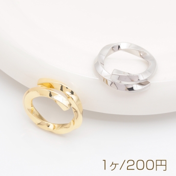 デザインリング ツイスト 指輪 メタル オープンリング 11号内径約16.4mm(幅約9mm)（1ヶ）