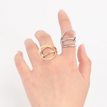 デザインリング 幾何学 指輪 メタル オープンリング 13号内径約17mm(幅約20mm)（1ヶ）