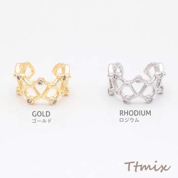 イヤーカフ スター 透かし ジルコニア付き ピアスホール不要 片耳 両耳 耳飾り メタルイヤーカフ 約9×15mm（1ヶ）