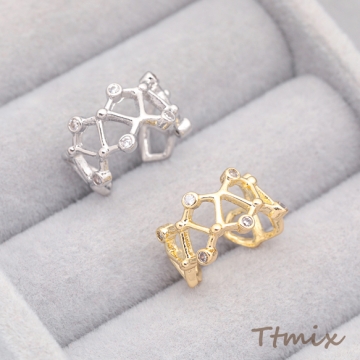 イヤーカフ スター 透かし ジルコニア付き ピアスホール不要 片耳 両耳 耳飾り メタルイヤーカフ 約9×15mm（1ヶ）