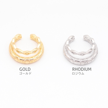 イヤーカフ 二連 幾何学模様 ピアスホール不要 片耳 両耳 耳飾り メタルイヤーカフ 約6×19mm（1ヶ）