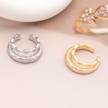 イヤーカフ 二連 幾何学模様 ピアスホール不要 片耳 両耳 耳飾り メタルイヤーカフ 約6×19mm（1ヶ）