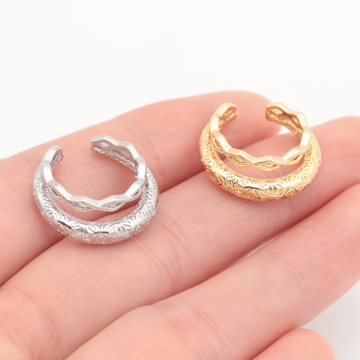 イヤーカフ 二連 幾何学模様 ピアスホール不要 片耳 両耳 耳飾り メタルイヤーカフ 約6×19mm（1ヶ）