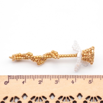 ビーズ編みパーツ お花 一輪 編みフラワー 手作り ビーズ編みチャーム 約20×50mm（1ヶ）