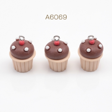 樹脂チャーム カップケーキ チョコケーキ スイーツ 食品サンプル 立体 食べ物チャーム 約16×20mm（4ヶ）