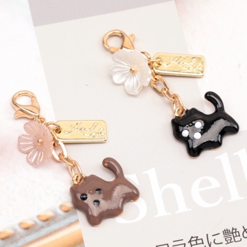 カニカン付きチャーム 猫 スマホチャーム マスクチャーム ネコストラップ ねこキーホルダー（1ヶ）