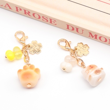 カニカン付きチャーム アニマルの足跡 スマホチャーム マスクチャーム ストラップ キーホルダー（1ヶ）