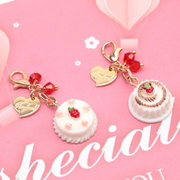 カニカン付きチャーム スイーツチャーム ケーキ ポーチのファスナー スマホ マスク バッグお好きなところに簡単に装着（1ヶ）