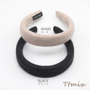 カチューシャ 無地 ボリューム感 厚みのあるヘアバンド ウール 秋冬用 髪飾り ヘアアクセサリー 幅約3cm（1ヶ）