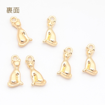 猫チャーム スリムなネコ アニマル 動物チャーム メタルチャーム 約8×18mm（6ヶ）