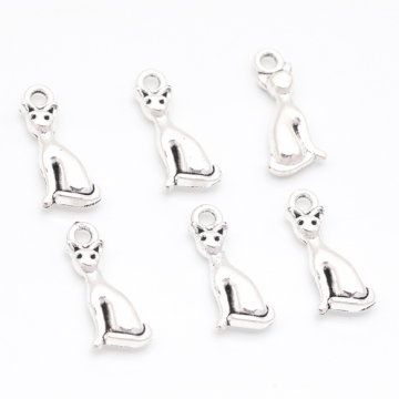 猫チャーム スリムなネコ アニマル 動物チャーム メタルチャーム 約8×18mm（6ヶ）