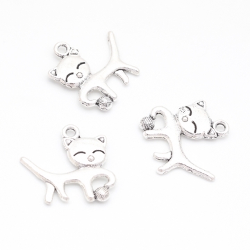 猫チャーム ネコ ボール遊び アニマル 動物チャーム メタルチャーム 約18×19mm（4ヶ）