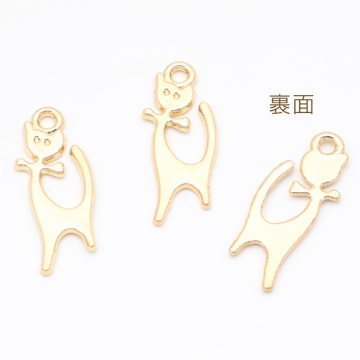 猫チャーム ネコ リボン アニマル プレートチャーム 動物チャーム メタルチャーム 約10×26mm（6ヶ）