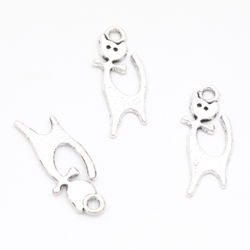 猫チャーム ネコ リボン アニマル プレートチャーム 動物チャーム メタルチャーム 約10×26mm（6ヶ）