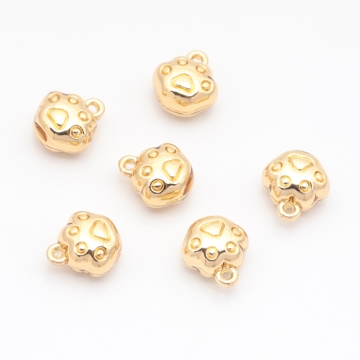 肉球チャーム にくきゅう 犬 猫 立体 アニマル 動物チャーム メタルチャーム 約9×10mm（4ヶ）