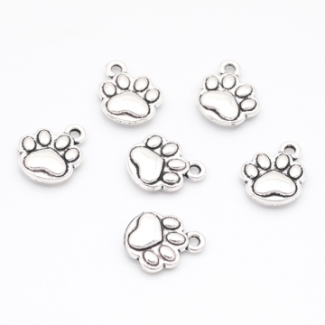 肉球チャーム にくきゅう 犬 猫 凹凸 プレート アニマル 動物チャーム メタルチャーム 約10×11mm（6ヶ）