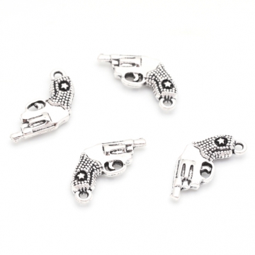 ピストルチャーム 星マーク付き 銃 鉄砲 武器 警察 ポリス スパイ メタルチャーム 約13×17mm（6ヶ）