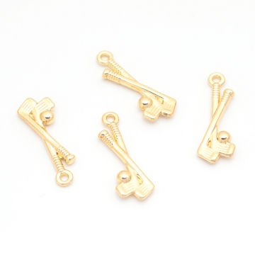 ゴルフチャーム ゴルフクラブ＆ボール ミニチュア スポーツチャーム メタルチャーム 約8×23mm（6ヶ）