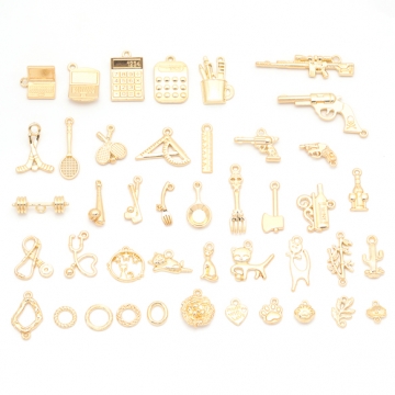 文房具チャーム ペンと定規 文具セット 文房具 半面 ミニチュア メタルチャーム 約14×24mm（4ヶ）