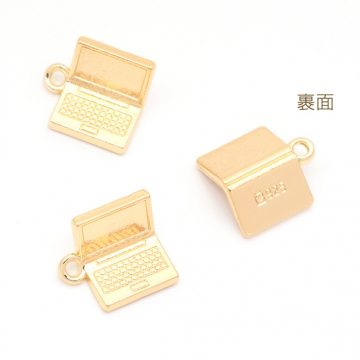 パソコンチャーム ノートパソコン PC ミニチュア メタルチャーム 約15×16mm（4ヶ）