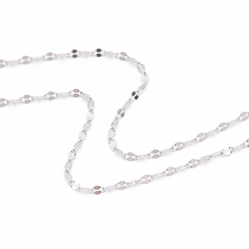 ステンレスチェーン オーバル つぶし加工 デザインチェーン メタルチェーン 基礎金具 幅約1.5mm（1m）