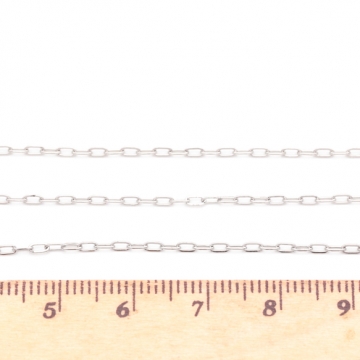 ステンレスチェーン オーバル シンプル デザインチェーン メタルチェーン 基礎金具 幅約1.5mm（1m）