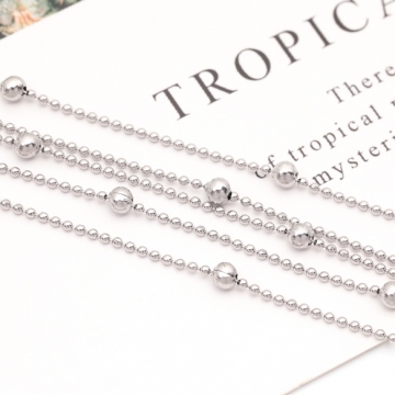 ステンレスチェーン 1.2mmボールチェーン デザインチェーン メタルチェーン 基礎金具 幅約3mm（1m）