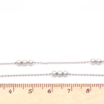 ステンレスチェーン 3連ビーズ 1.2mmボールチェーン デザインチェーン メタルチェーン 基礎金具 幅約3mm（1m）