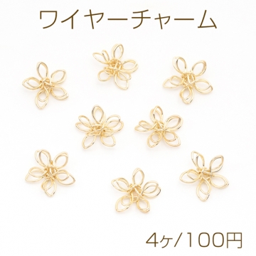 ワイヤーチャーム フラワー 二重 五弁花 お花の立体ワイヤーチャーム ワイヤーパーツ 約10mm（4ヶ）