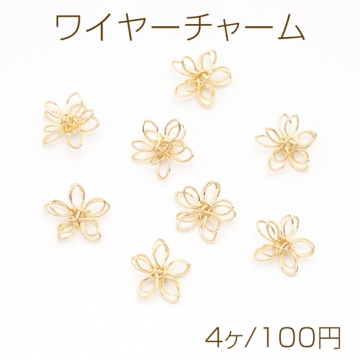 ワイヤーチャーム フラワー 二重 五弁花 お花の立体ワイヤーチャーム ワイヤーパーツ 約8mm（4ヶ）