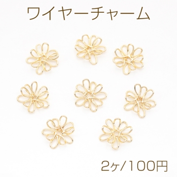 ワイヤーチャーム フラワー 多弁花 お花の立体ワイヤーチャーム ワイヤーパーツ 約10mm（2ヶ）