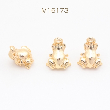 アニマルチャーム 立体カエル 動物チャーム ピアス ネックレス ハンドメイド素材 カン付き 約10×11mm (6ヶ)