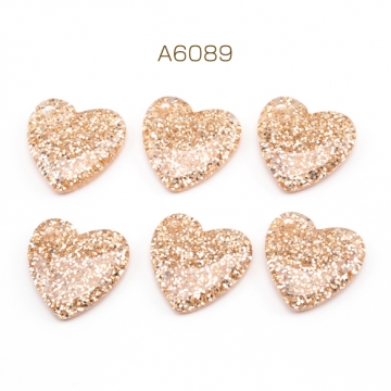 ハート貼付けパーツ ラメ入りデコパーツ カボション ヘアクリップ スマホデコレーションパーツ 約18×18mm(6ヶ)