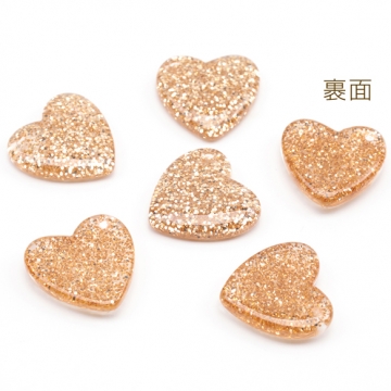 ハート貼付けパーツ ラメ入りデコパーツ カボション ヘアクリップ スマホデコレーションパーツ 約18×18mm(6ヶ)