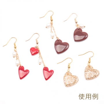 ハート貼付けパーツ ラメ入りデコパーツ カボション ヘアクリップ スマホデコレーションパーツ 約18×18mm(6ヶ)