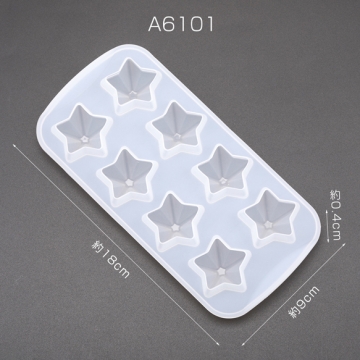 シリコンモールド 星型 スター 8ピース カボション レジン型 約0.4×9×18cm（1ヶ）