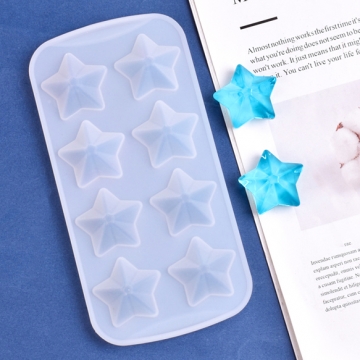 シリコンモールド 星型 スター 8ピース カボション レジン型 約0.4×9×18cm（1ヶ）