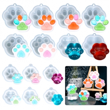 シリコンモールド 肉球 いぬ ねこ カボション レジン型 約1.5×5×5cm（1ヶ）