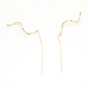 ウェーブアメリカンピアス ツイストスティック 揺れるチェーンピアス 挿し込み針 チェーンピアス ピアス金具 約9cm（2ヶ）