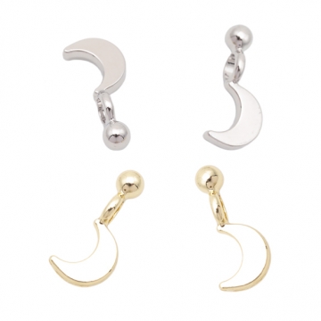 月チャーム 三日月 お月様 丸玉付き 宇宙チャーム メタルチャーム 約6×14mm（4ヶ）