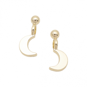 月チャーム 三日月 お月様 丸玉付き 宇宙チャーム メタルチャーム 約6×14mm（4ヶ）